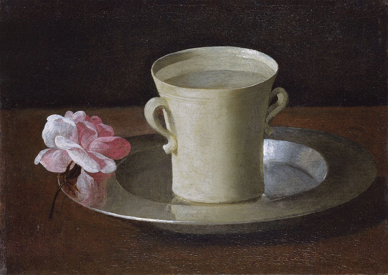 Tazza d'acqua e una rosa su un piatto d'argento - National Gallery, Londra